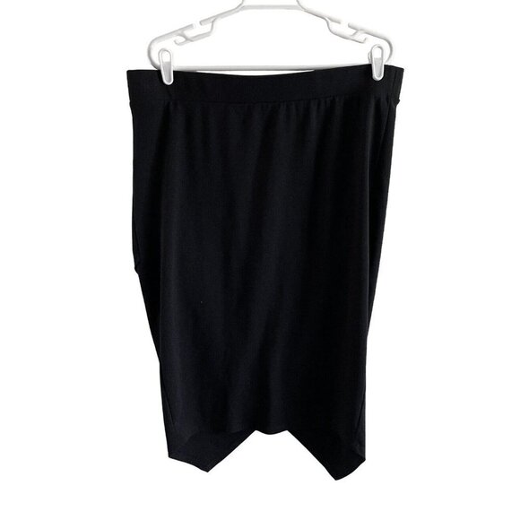 Torrid Women 2X Black Ponte Stretch Pull-On Envelope Back Midi Pencil Skirt - Picture 3 of 9